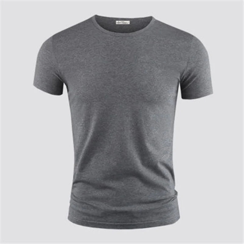 Men's T Shirt Pure Color V Collar Short Sleeved Tops Tees Men T-Shirt Black Tights.
