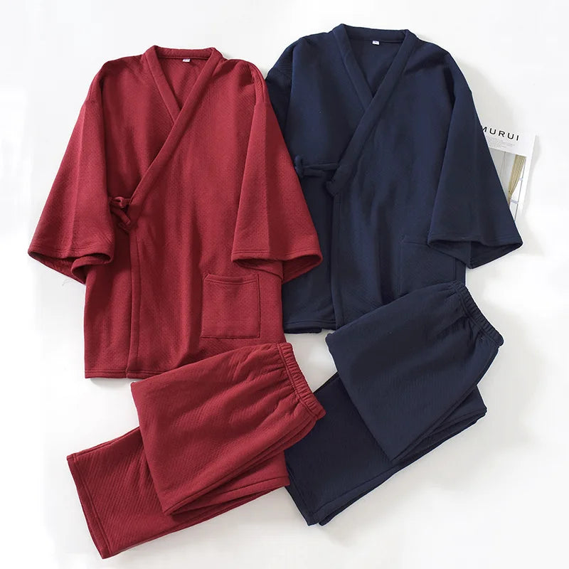 Men's Autumn Winter Pajama Sets Japanese Style.