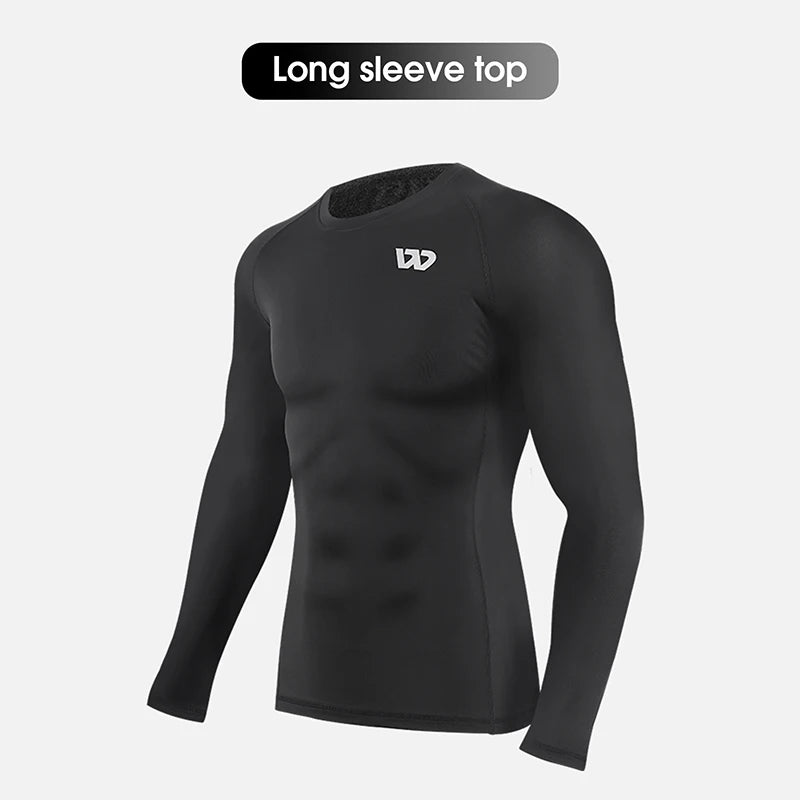 WEST BIKING 5Pcs Sport Suits Men's Compression Pants Top Shirt Long Sleeve.
