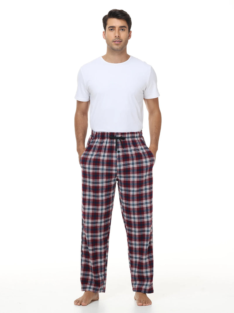 3Pcs Men's Plaid Pajama Sleeping Pants.