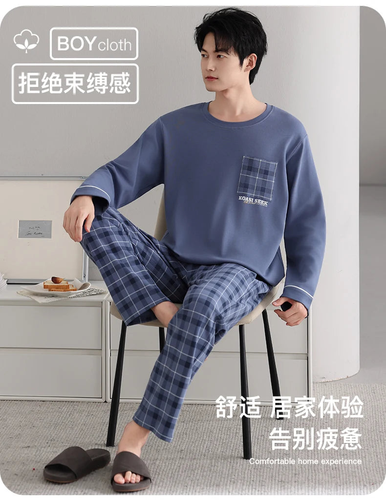Smart Casual Boys Big Pajamas Set Autumn Winter.