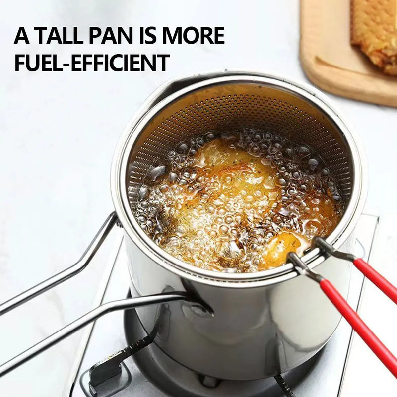 Stainless Steel Deep Frying Pot Tempura French Fries Fryer With Strainer Chicken Fried Pans Kitchen Cooking Tool Fritadeira