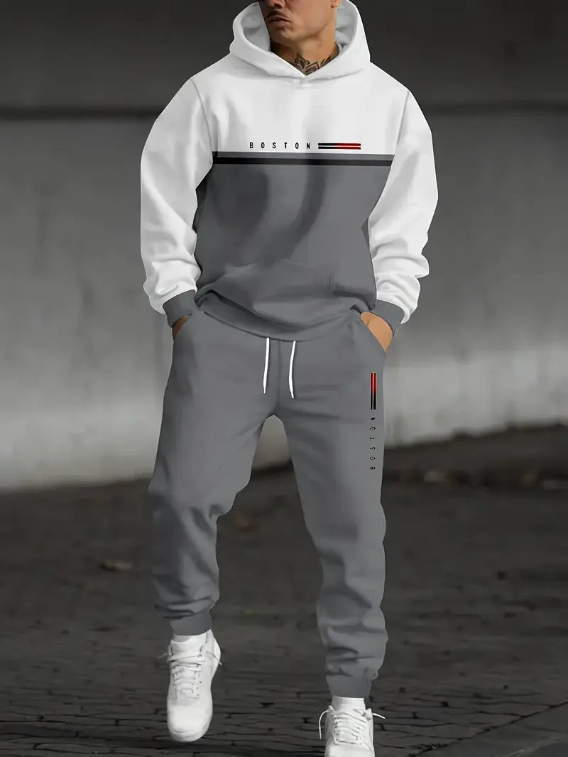 Autumn Sporty 3D Printed Hoodie Suit Men Sweatshirts Sweatpants Casual Fashion.