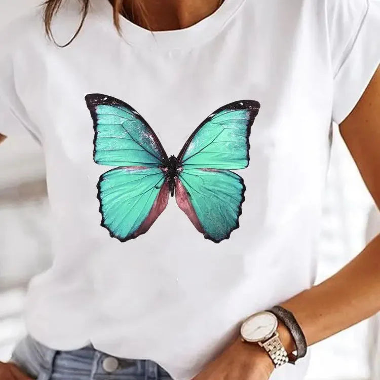 Love Heart Print Women Summer T Shirt Girl O Neck Funny Tops Tee Female.