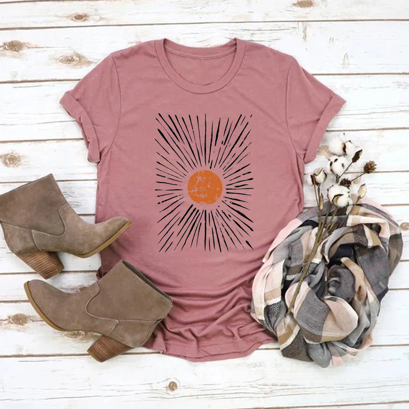 Sunburst Vintage T-Shirts Boho Shirt Sunshine Graphic Tee Women.