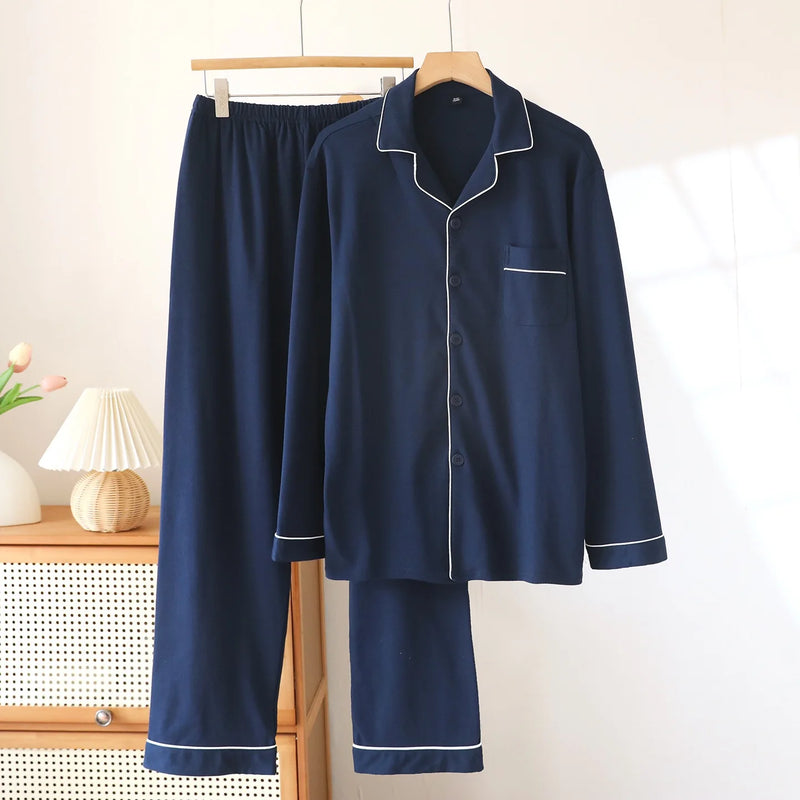 Thick sleepwear Long sleeved long pants for Men Pajamas Sleepwear.