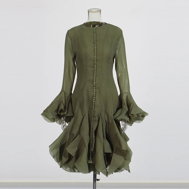 Women's Dress Irregular Pleated Patchwork Fashion.