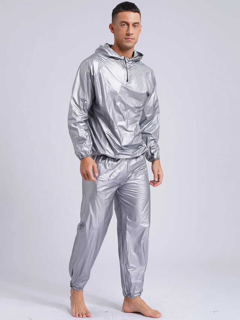 Mens Pullover Style PVC Sweating Suit for Boxing Gym Workout Fitness.