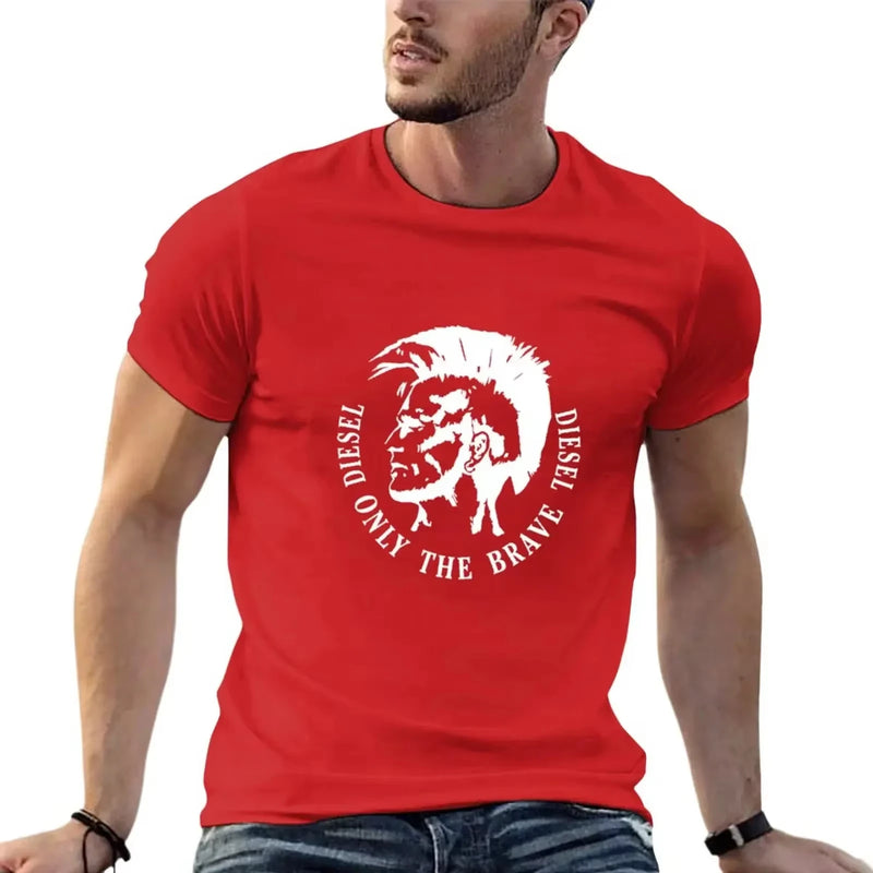 Men's Cotton T-shirt Comfortable Round Neck Print Large Size Top.