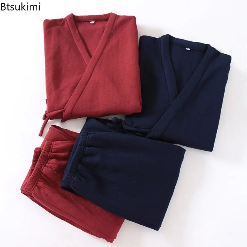 Men's Autumn Winter Pajama Sets Japanese Style.