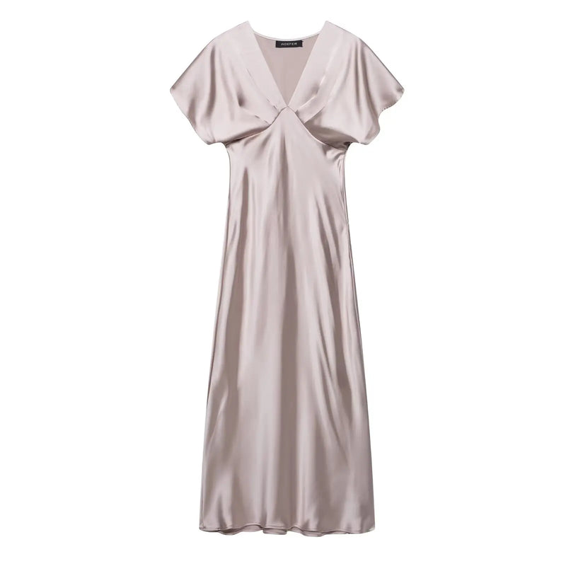 Women’s Sexy V Neck Satin Long Dress.