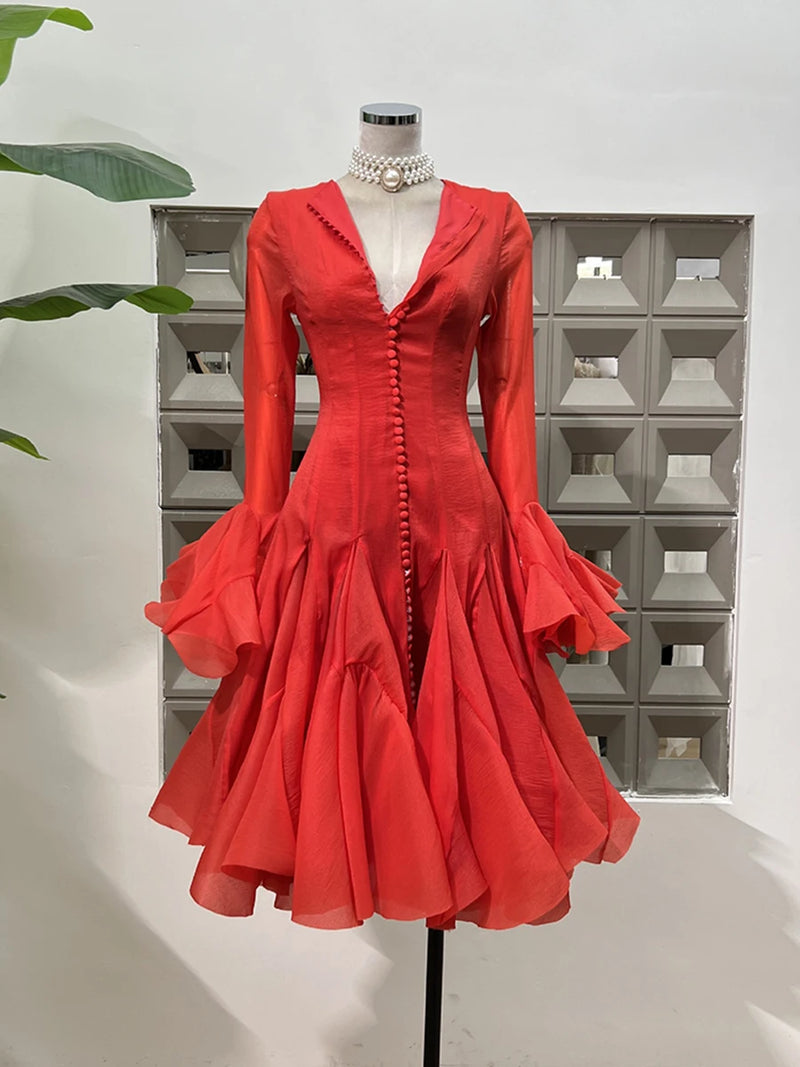 Women's Dress Irregular Pleated Patchwork Fashion.