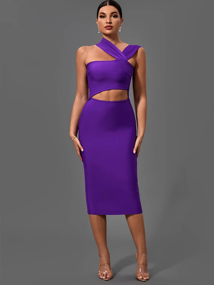 Bandage Dresses for Women Purple Bodycon Dress Evening Party Elegant.