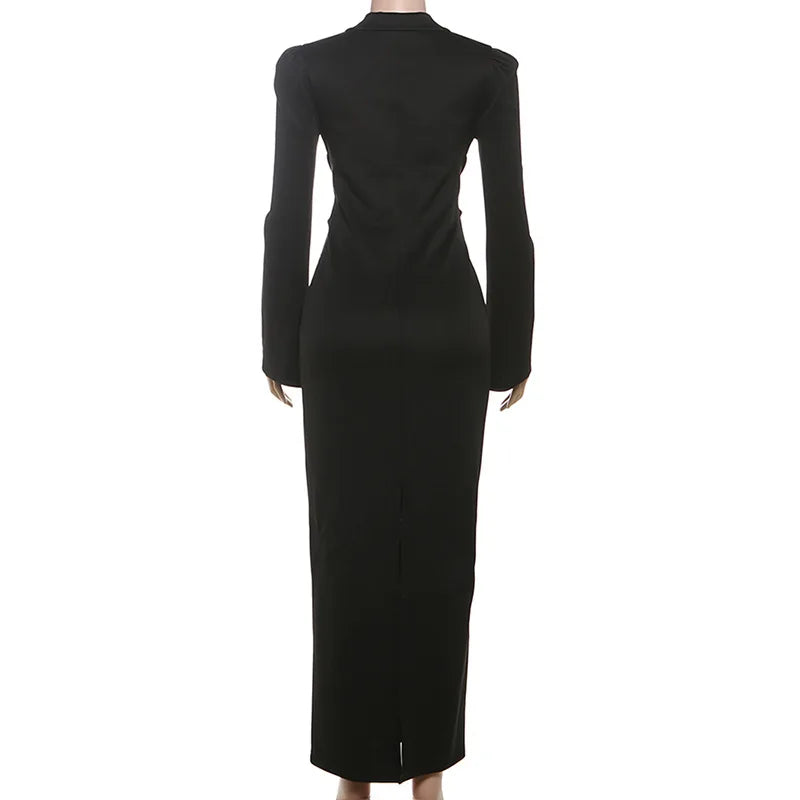 Women’s V Neck Long Sleeve Maxi Dresses Party Slim Commute Long Dress.