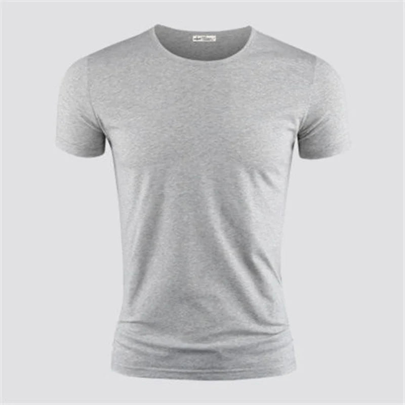 Men's T Shirt Pure Color V Collar Short Sleeved Tops Tees Men T-Shirt Black Tights.