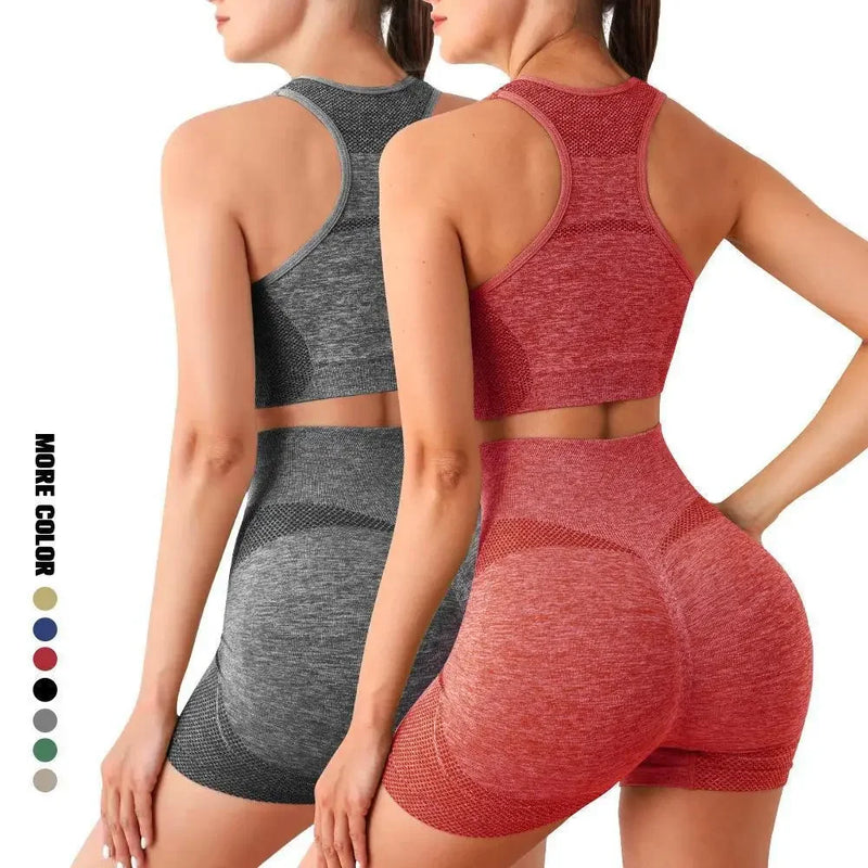 Yoga Set Gym Shorts Women Sport Bras Brassiere Workout Tops.
