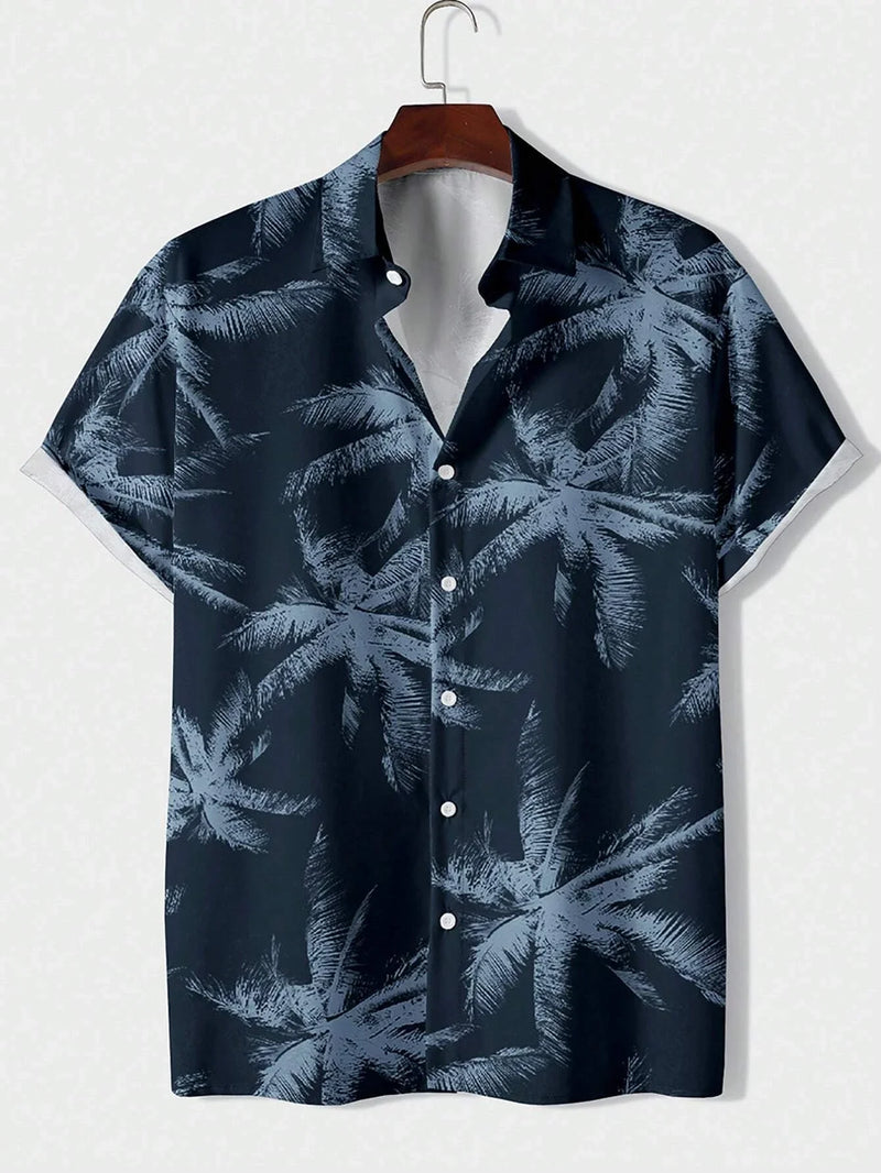 Hawaiian Shirt Man Print Casual Thin Beach Slim Fashion Shirt.
