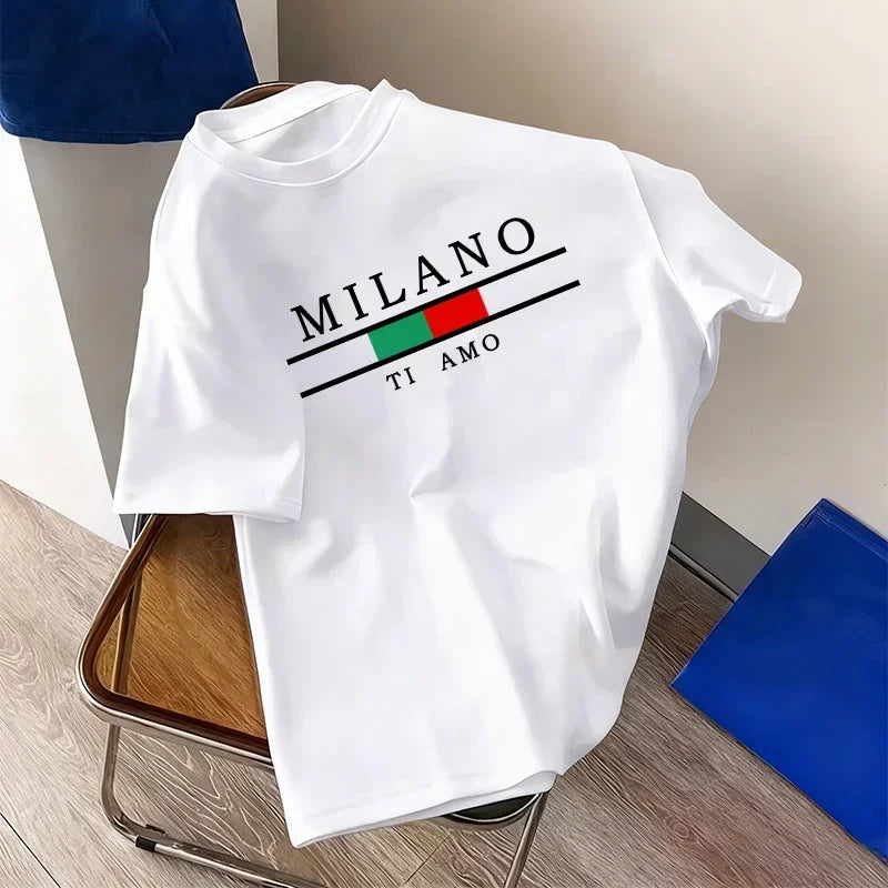 Italy Fashion Men Women T-shirt Summer Daily Casual Sports Short Sleeve.