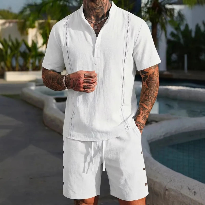 Summer best-selling men's cotton and linen fashionable casual personalized.