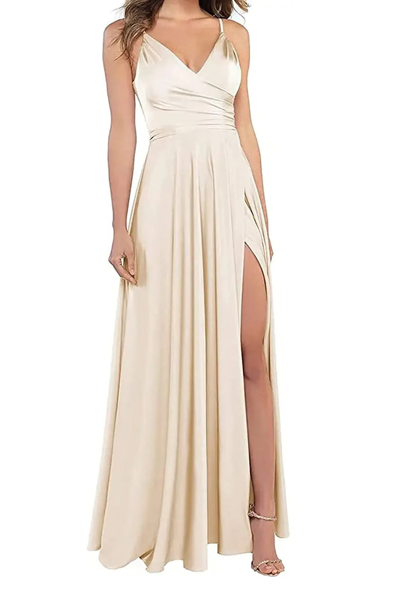 Women's A-Line Bridesmaid Dresses for Wedding Formal Satin.