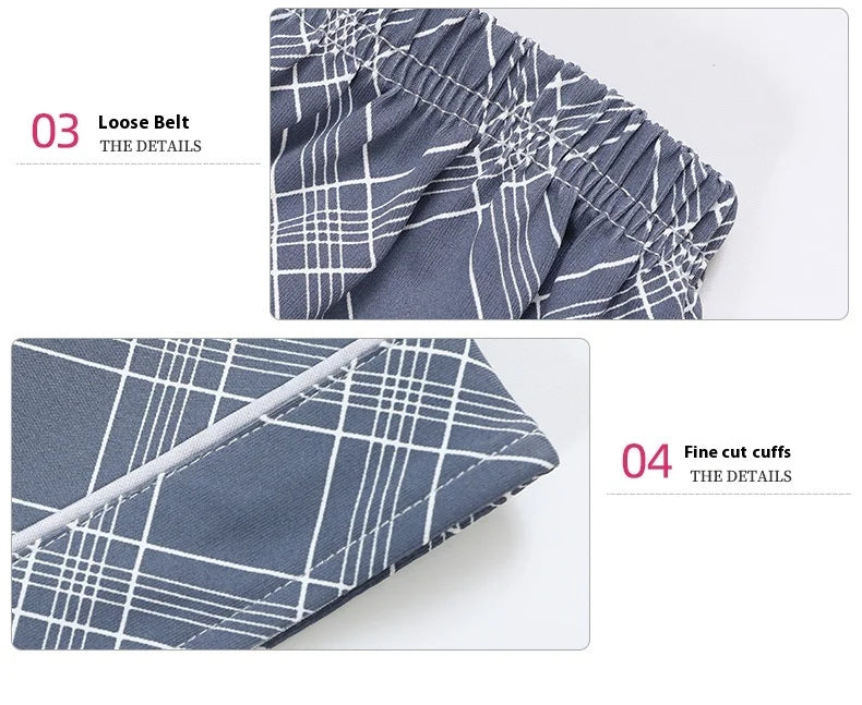 Men's Pajamas Spring Fall and Winter Plaid Printed Long-Sleeved.