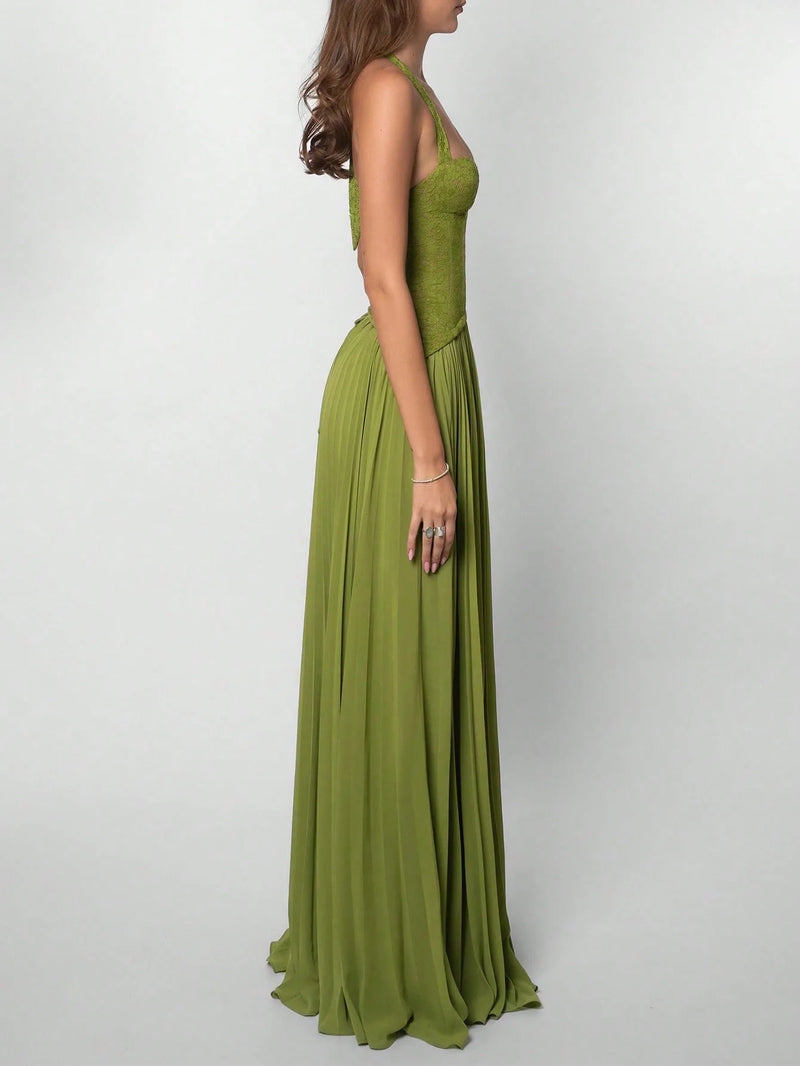 Fashion Sexy Elegant Halter Maxi Long Bodycon Dress Summer Green.