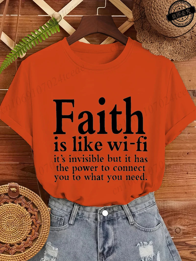 Summer Fashion Women's T-Shirts Faith Printed Women T-Shirts.