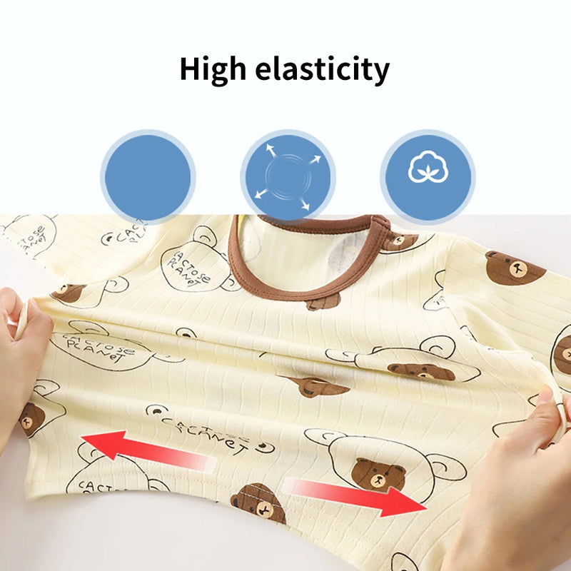Kids Casual Autumn Long Sleeve Pajamas Set Boys and Girls.