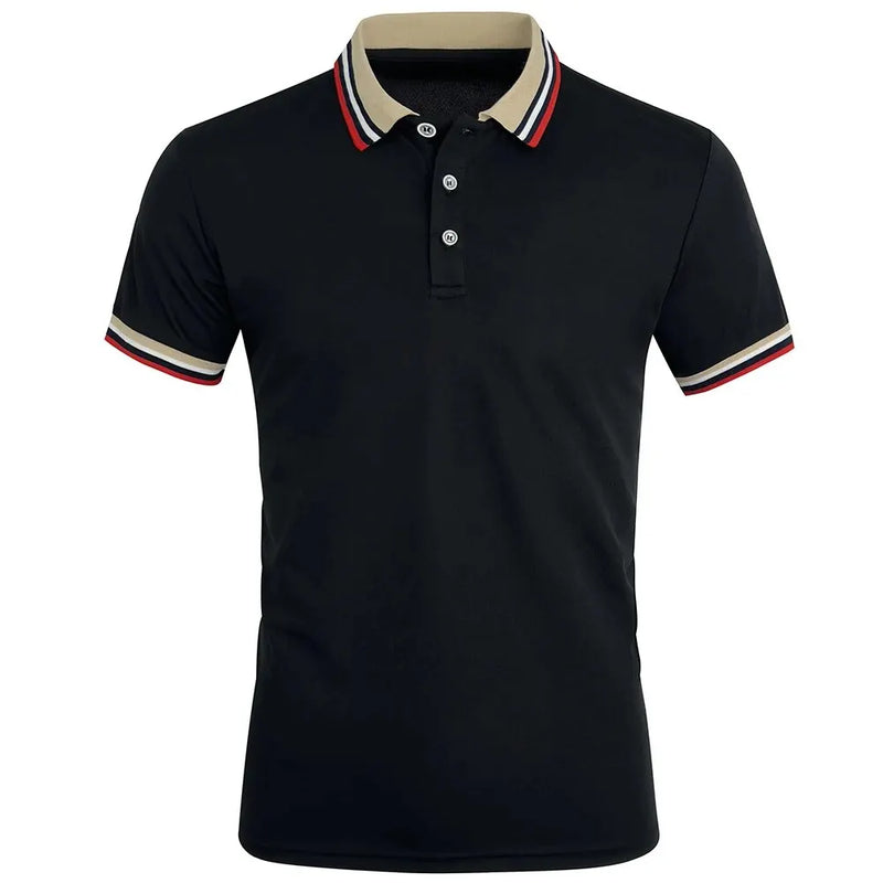Men Summer Solid Casual Office Breathable Cotton Polo Shirt Fashion.