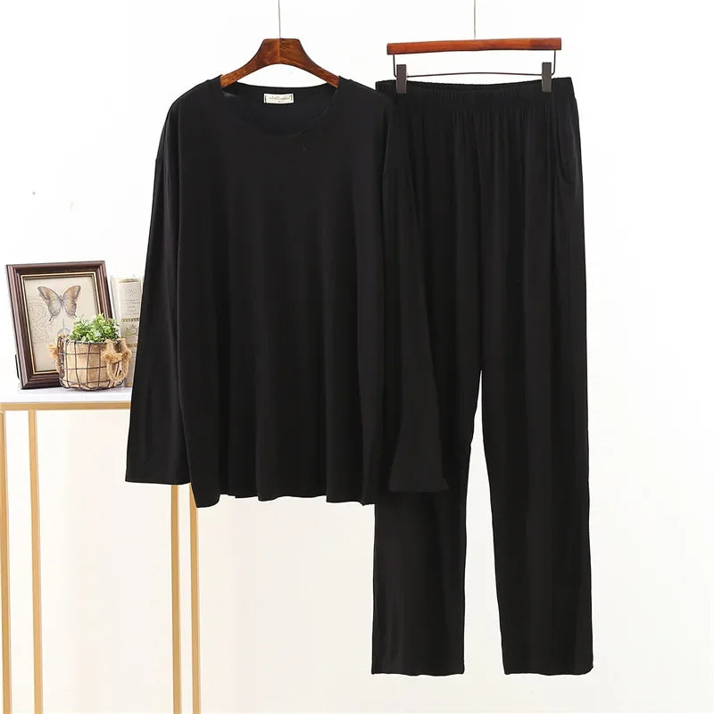Men’s pajamas long-sleeved loose large size home service suit.