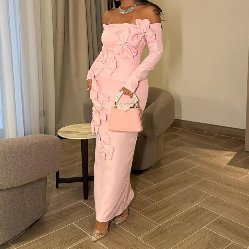 Women’s Elegant Off Shoulder Long Sleeve Skinny Dress.