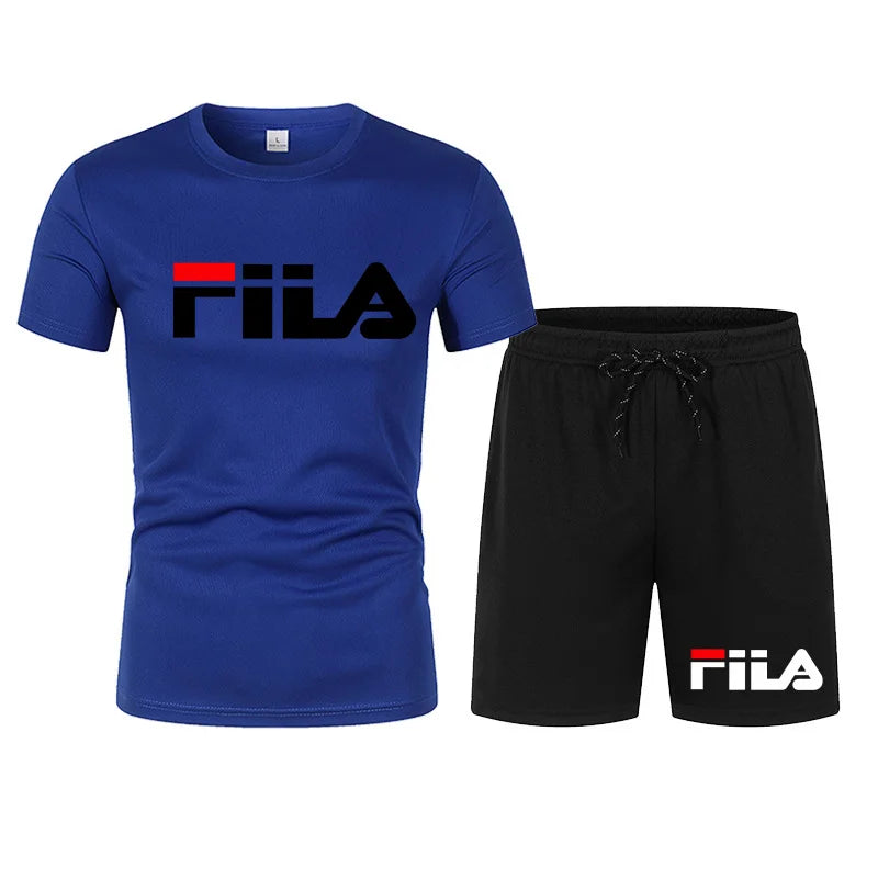Men's two-piece sportswear breathable quick drying short sleeved.