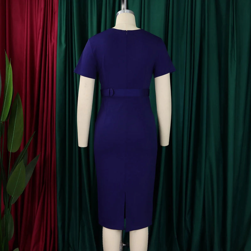 Classy Official Dresses for Ladies Elegant Bodycon Dress Short Sleeve.