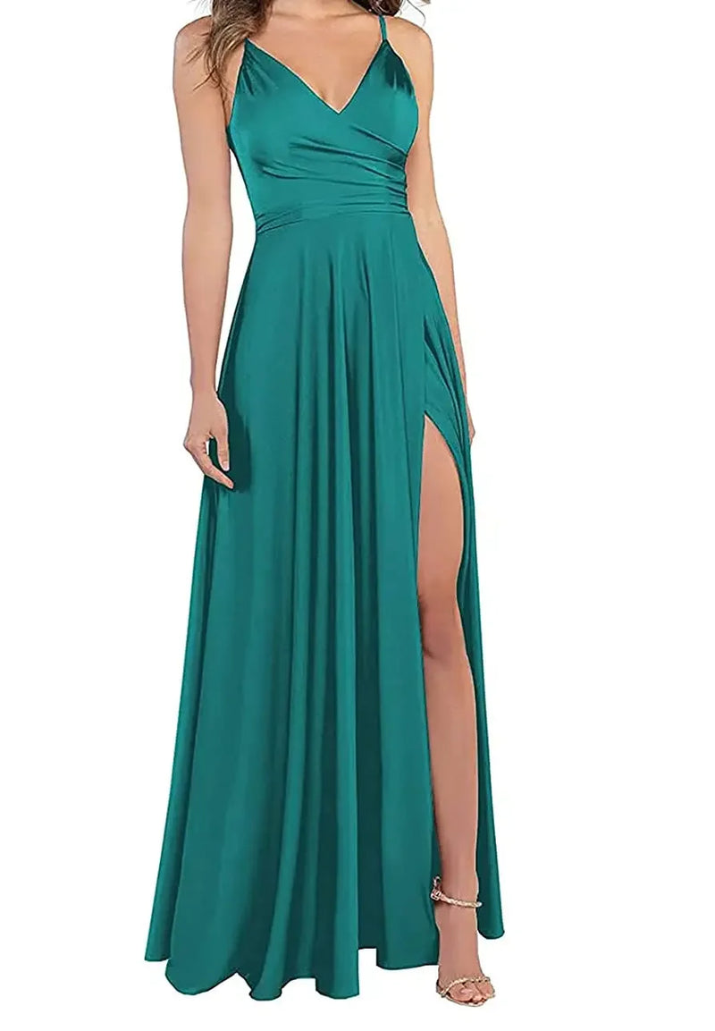 Women's A-Line Bridesmaid Dresses for Wedding Formal Satin.
