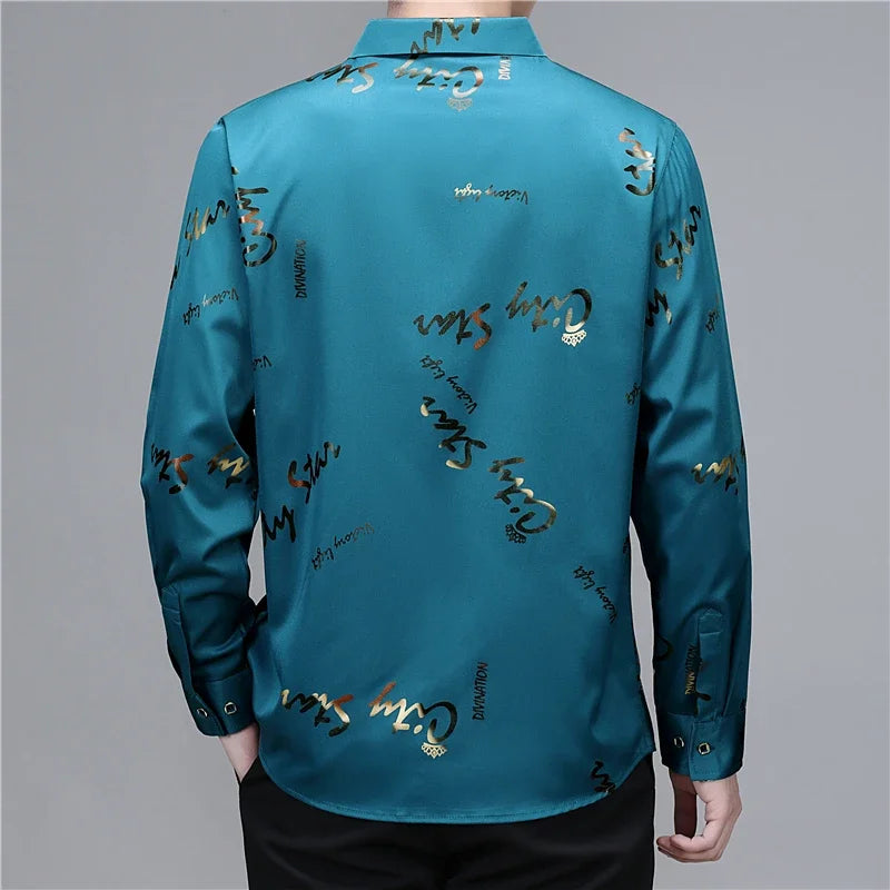 Men's Casual and Fashionable Long Sleeved Printed Shirt.