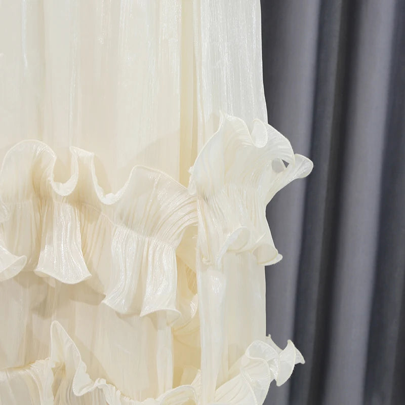 VGH Solid Spliced Ruffles Cape Long Dresses for Women.