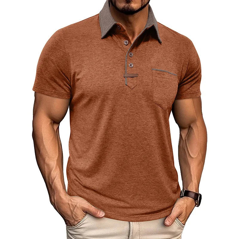 Man Polo Shirts Summer European and American Men's Short-sleeved Lapel T-shirt.