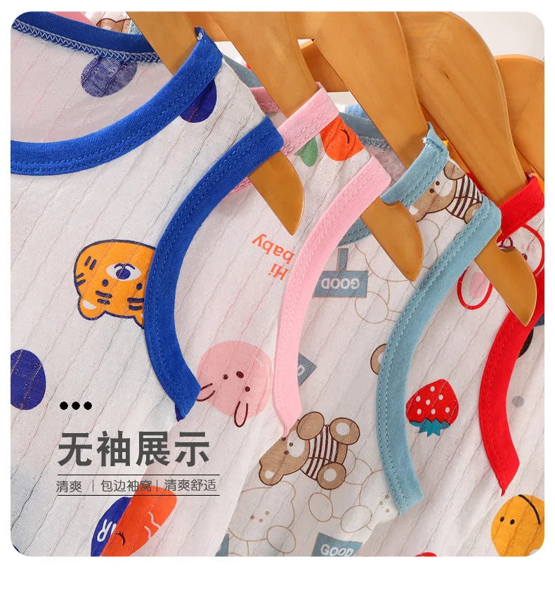 Kids Sleeveless Set Summer Cotton Girls' Shorts Pajamas Korean Style Boys.