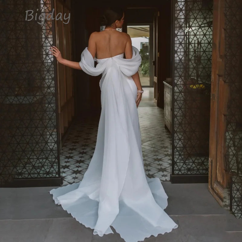 Elegant Sweetheart Mermaid Wedding Dress Women White.