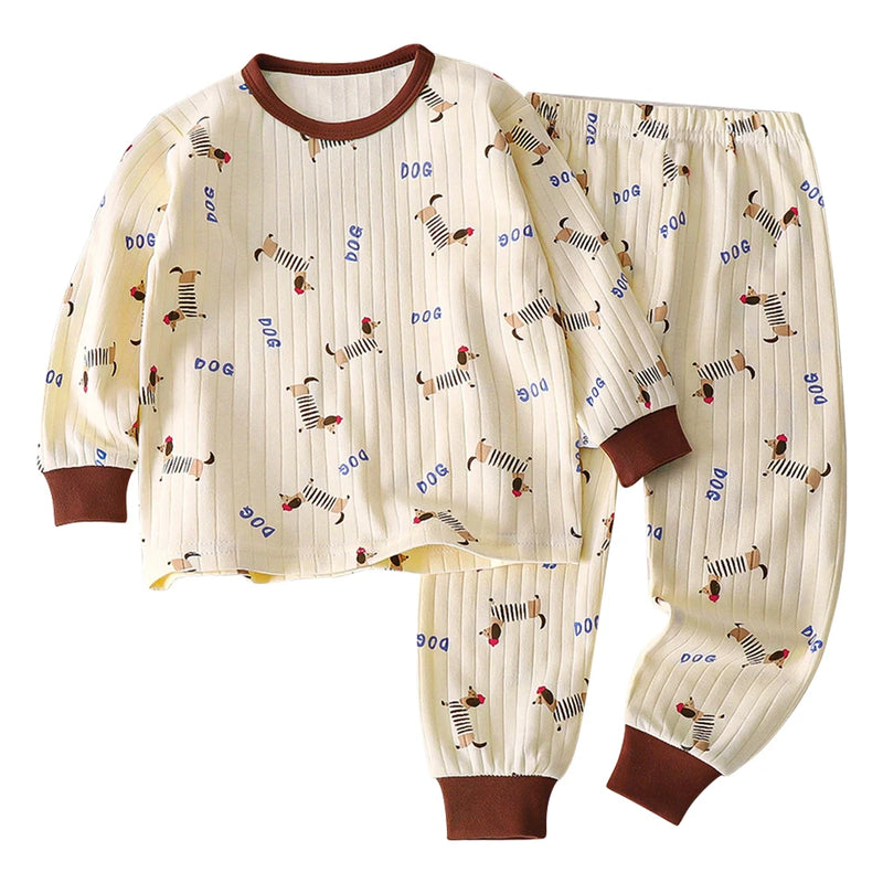 Kids Casual Autumn Long Sleeve Pajamas Set Boys and Girls.