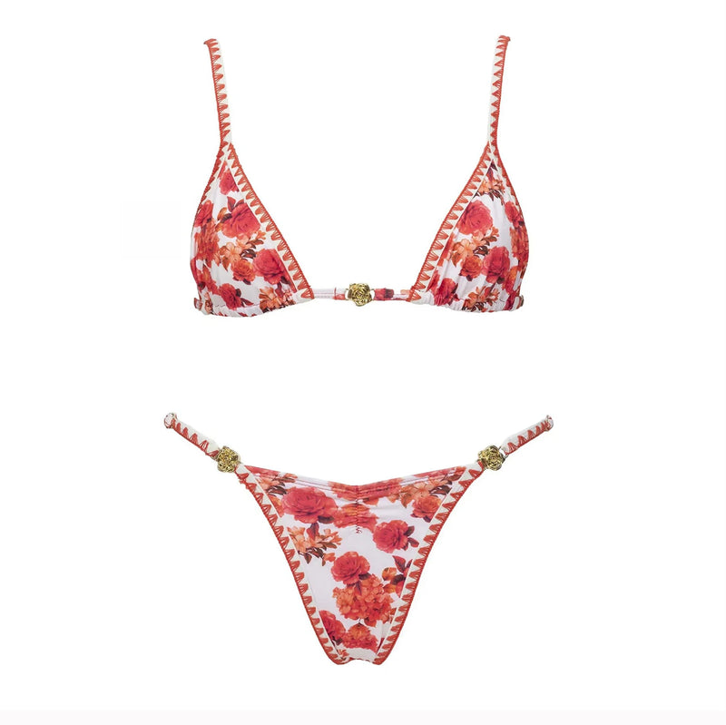 3Pcs Bandeau Biquini Women Sexy Bikini Women Swimsuit Printed Swimwear.