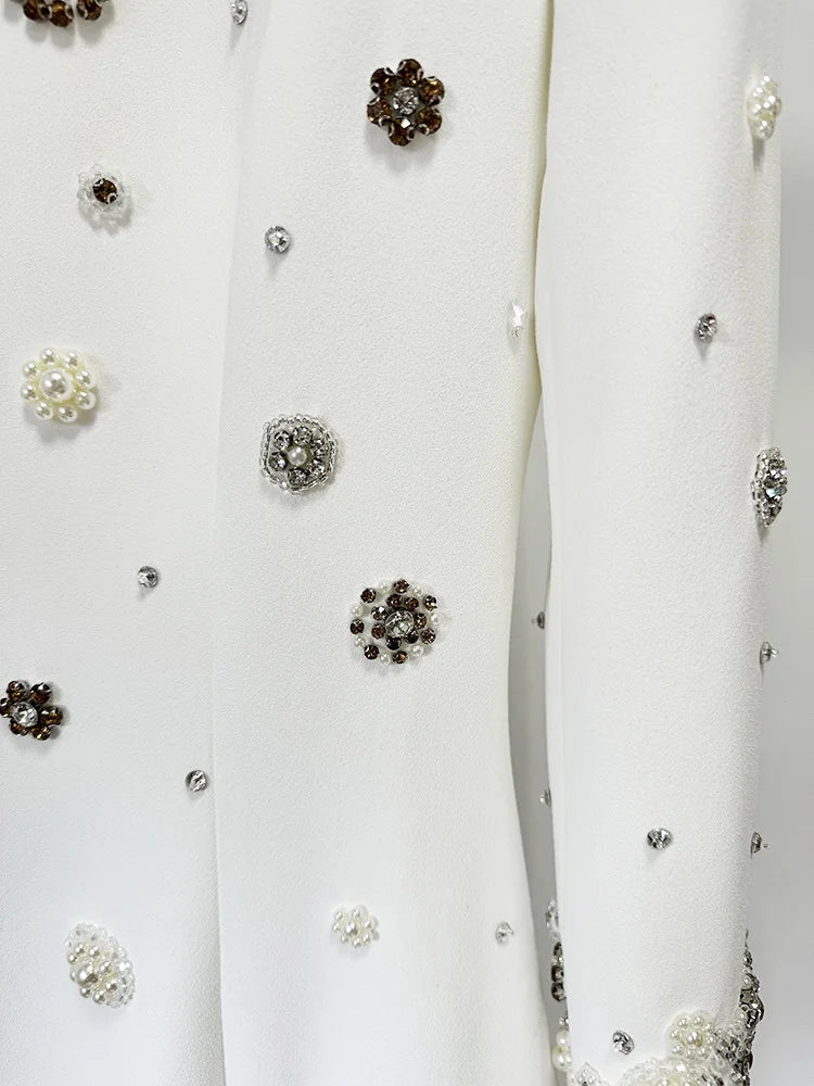 Women's Formal Long Sleeve Luxurious Beaded Long Maxi Dress.
