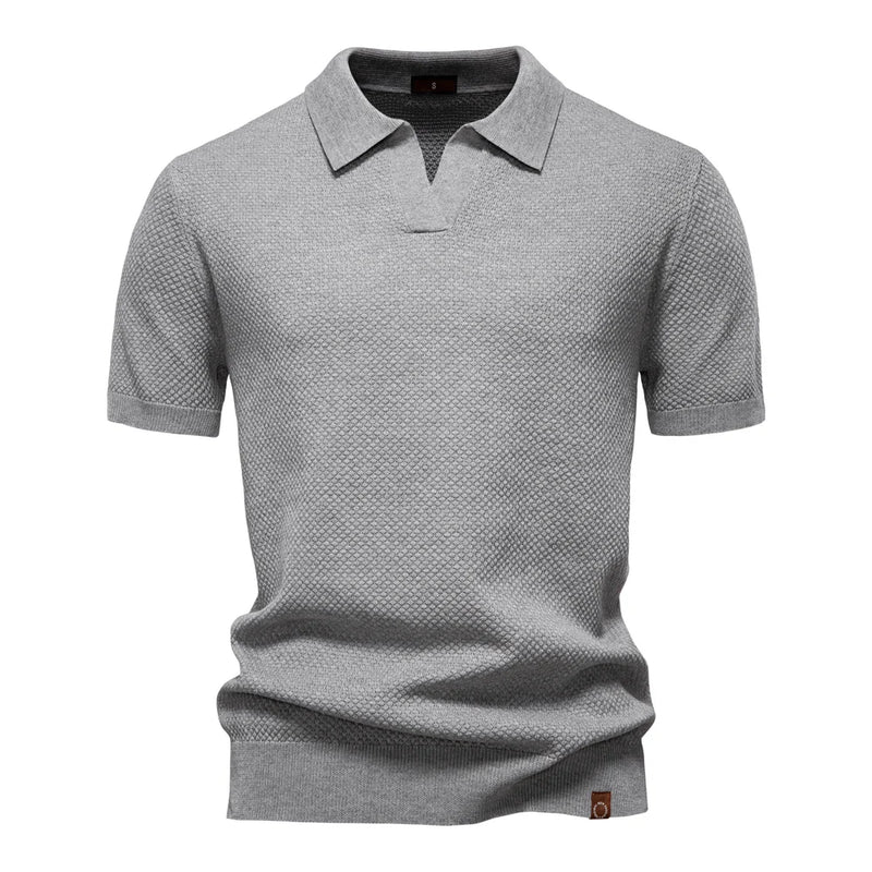 Men's Summer Breathable Polo Shirt Short Sleeve Solid Color Casual Polo.