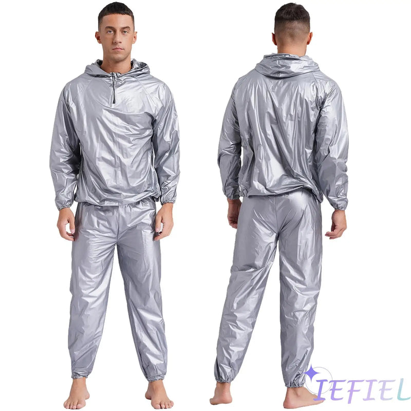 Mens Pullover Style PVC Sweating Suit for Boxing Gym Workout Fitness.