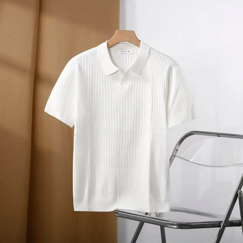 Men Slim Fit Polo Shirts Solid Stretch Sexy Collared TShirt Fashion.