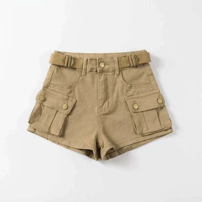 Women's High Waist Mini Skirt Y2K Denim Workwear Shorts Elastic Slimming.