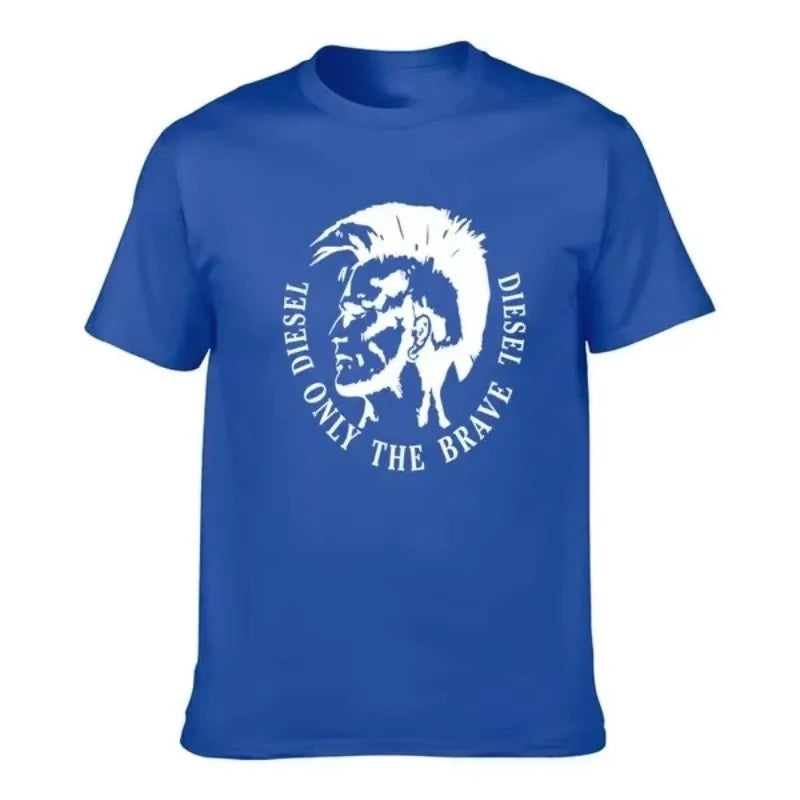 Men's Cotton T-shirt Comfortable Round Neck Print Large Size Top.