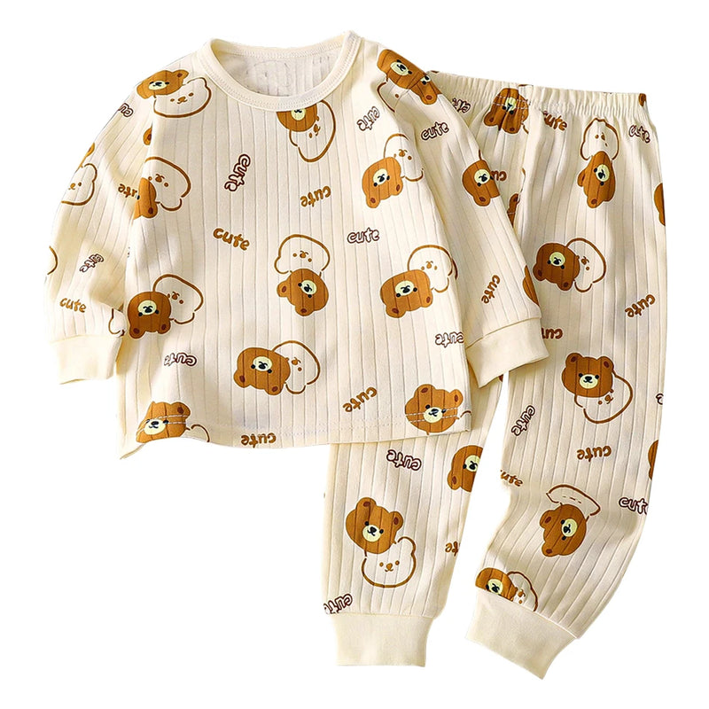 Kids Casual Autumn Long Sleeve Pajamas Set Boys and Girls.