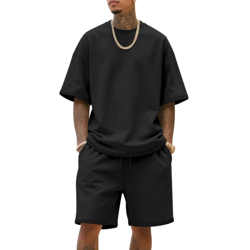 Cotton Men's Summer American-Style Loose High Street Hip-Hop Sport Short-Sleeved.
