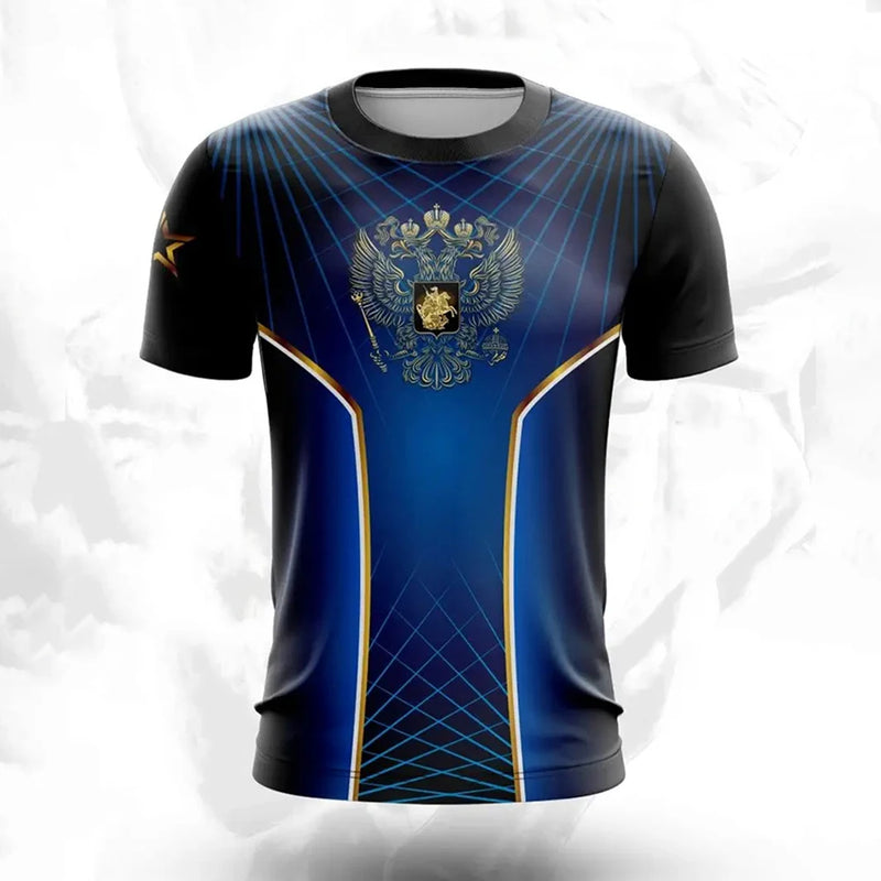 Men's T-shirts Casual Fashion Summer New Russian Flag Short Sleeved Tops.